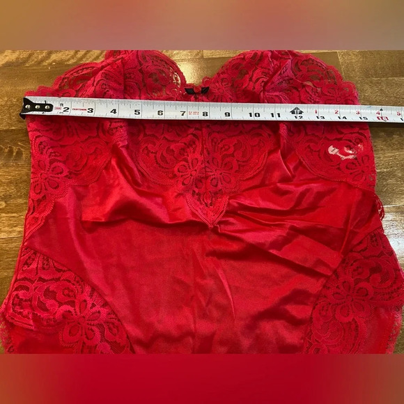 APPLAUSE Vintage Red Lace High Cut Teddy 80s 90s Size 34 Made in the USA NWOT - Picture 11 of 11